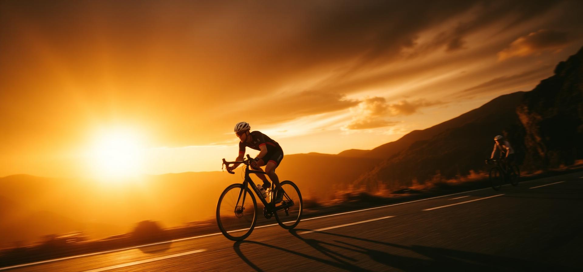 Ciclista profesional al atardecer